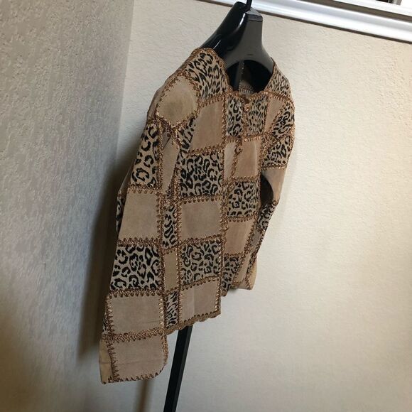 S.M.H Boutique leather patchwork blazer sz XL - Picture 3 of 7